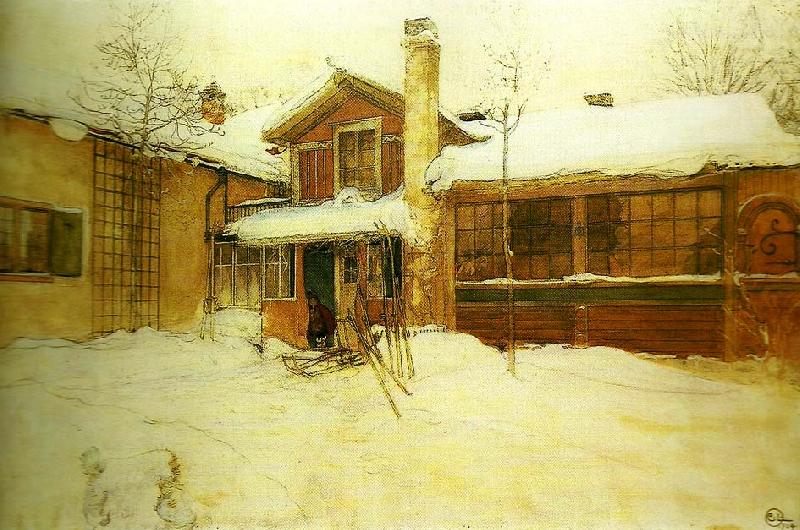 Carl Larsson min stuga pa landet i vinterskrud Sweden oil painting art